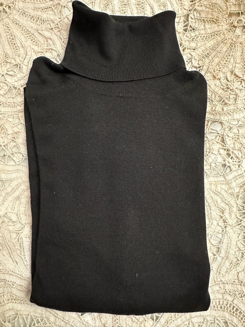 Brooks Brothers Classic Silk Black Turtleneck, with Bonus Black & White Scarf